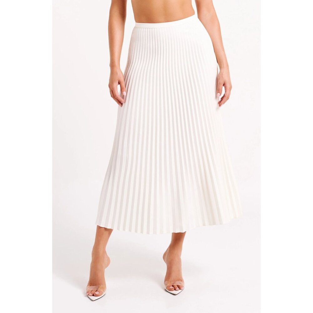 NWOT MESHKI Twyla Pleated Suiting Maxi Skirt in Ivory